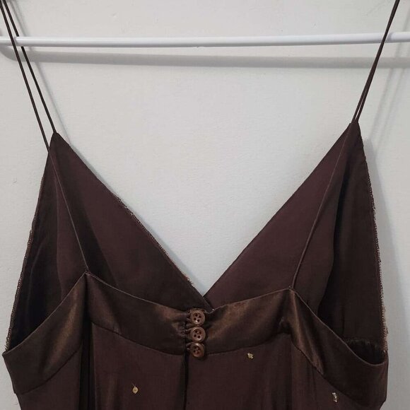 Matthew Williamson Brown Butterfly High Low Asymmetric Silk Designer Dress Small - Picture 6 of 8